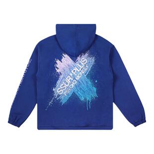 PCMY联名SSURPLUS刷漆渐变拉链开衫连帽卫衣情侣宽松涂鸦帽衫外套