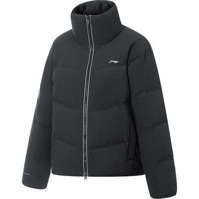 李宁立领女印花短羽绒服运动服