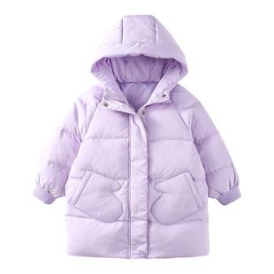 女童羽绒服中长款加厚2025冬装洋气白鸭绒宝宝儿童外套羽绒服过膝