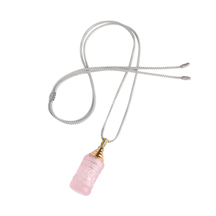 天然粉水晶吊坠嘎乌盒瓶项链六字真言舍利塔挂件香水瓶空心可打开