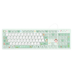 可爱卡通静音键盘有线无线女生办公巧克力打字无声电脑笔记本外接