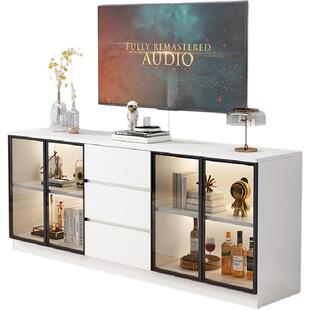 蜂窝铝电视柜玻璃门现代简约家用客厅储物柜轻奢多功能收纳落地柜