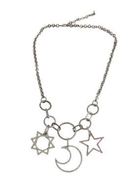 小香复古风镶钻星月项链女锁骨链