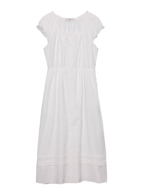 Dunst2026夏季新品女士长裙优雅褶皱蕾丝细节无袖连衣裙UDDR6B223