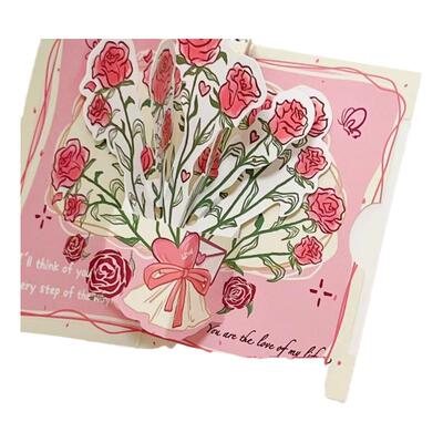 立体玫瑰贺卡高颜值复古可折叠