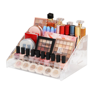 美甲阶梯式甲油胶展示架亚克力透明化妆品收纳盒萌粒置物架子