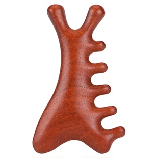 按摩梳檀木经络五指按摩梳子头颈刮痧神器防穴位头部按摩脱发通用