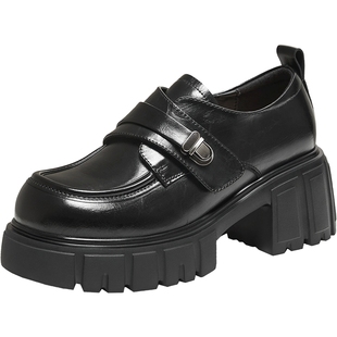 TATA他她厚底小皮鞋女增高乐福鞋黑色JK鞋单鞋女2026新款CHY07AM6