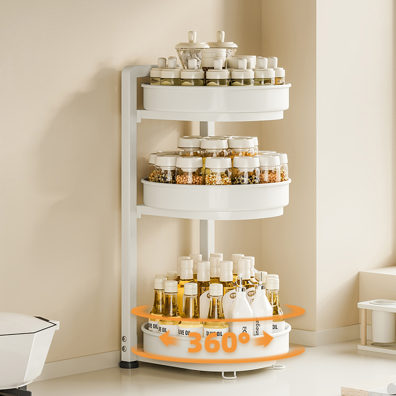 旋转调料置物架厨房调料品架子双层家用台面转角佐料调味品收纳架