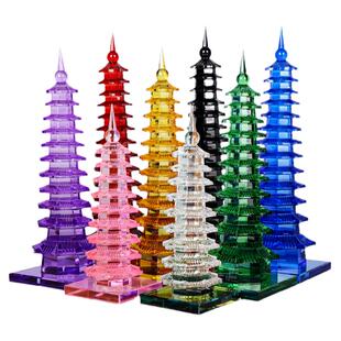 水晶文昌塔旗舰店九层13十三层摆件白绿色学生用的书房办公室装饰