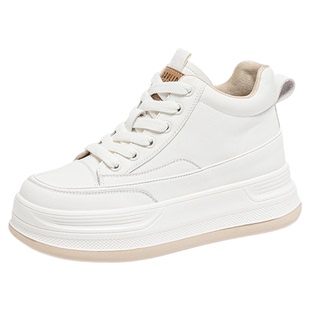 高帮加绒板鞋厚底小白鞋女款2025新款真皮软底不累脚女鞋二棉鞋子