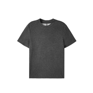 U/TI松弛灰调正肩T恤女 设计感垂坠圆领短袖上衣尤缇2025秋季新款