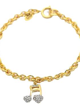 镶钻爱心字母金色可调节手链