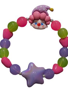 独家可爱荧光色亚克力串珠手链