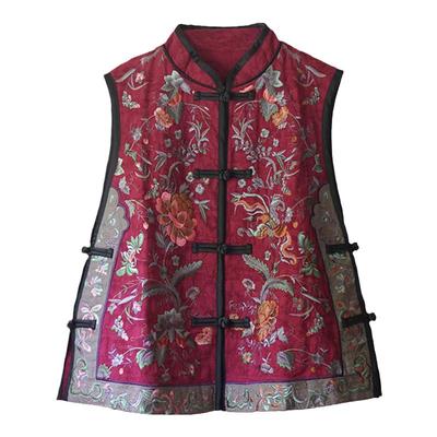 艾绘馆新中式复古对襟刺绣马甲背