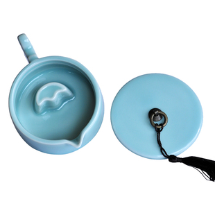 多功能青釉墨池笔架搁笔墨海笔洗带盖砚台多用陶瓷墨斗盛墨汁墨盒