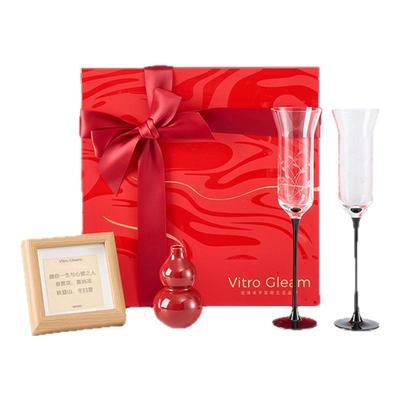 VitroGleam葫光叶影高脚杯葫芦铜片中式红酒杯乔迁订婚伴手礼物