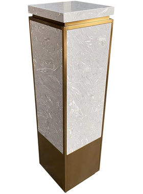 灰色大理石摆件底座新中式玄关装饰立柱宝塔摆件雕塑台高端定制