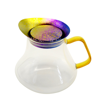炫彩纯钛茶滤把手玻璃泡茶公道杯
