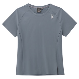 SPYDER蜘蛛春夏女经编布凉感抗UV开衩下摆短袖圆领T恤02TO26113KW