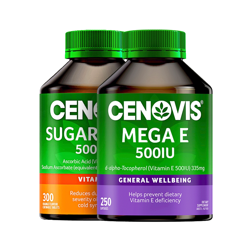 Cenovis萃益维天然维生素VC咀嚼片维生素VE胶囊澳洲进口焕白嫩肤