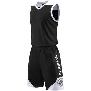成人儿童篮球服套装球衣夏季背心比赛训练队服定制印字 208黑色