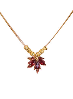 网红钛钢女枫叶设计项链