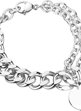 可刻字钛钢古巴粗狂男士手链