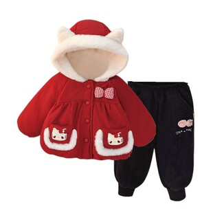 女童套装冬装2026新款儿童外套裤子宝宝加绒夹棉衣服冬季两件套潮