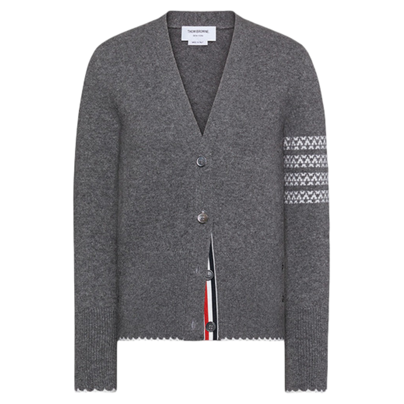 [6期免息]THOM BROWNE 女士羊毛 HECTOR 嵌花开衫