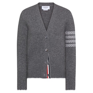 [12期免息][冬季新品]THOM BROWNE 女士羊毛 HECTOR 嵌花开衫