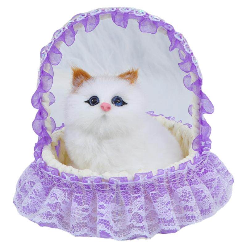 会叫仿真猫咪玩偶儿童发光篮子小猫玩具静态模型摆件生日礼物女生