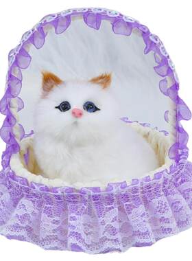 会叫仿真猫咪玩偶发光篮子小猫