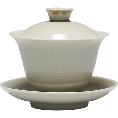 草木灰陶瓷三勤堂盖碗