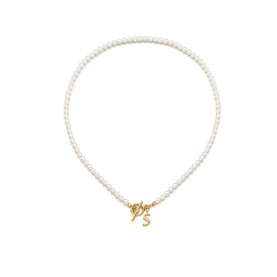 Berber 碱水结面包项链字母珍珠锁骨项链普雷结颈链 韩国博主同款