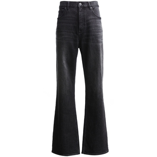 SEASONHIGH男士秋季款直筒牛仔裤宽松黑色约克剪裁工字扣门襟长裤