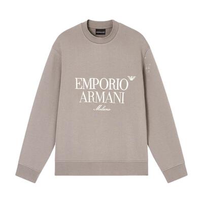 阿玛尼男士纯棉毛圈圆领刺绣卫衣