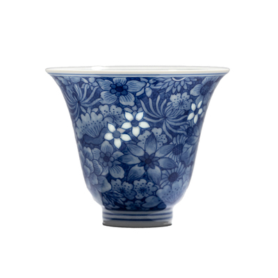 柴窑青花玲珑茶杯主人杯