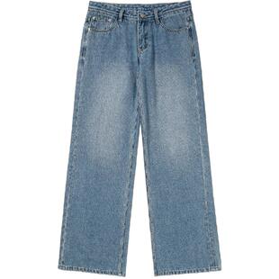 CountryMoment【男女同款】美式复古浅色水洗直筒牛仔裤2025新款