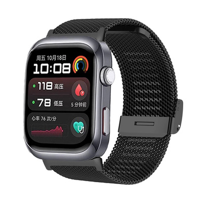 适用于华为watchd2表带不弹气囊检测手表watchD2米兰尼斯金属腕带watchD磁吸金属钢表链动态血压记录仪替换带