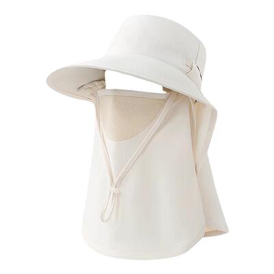 凉感冰丝可拆卸面罩全方位防晒帽