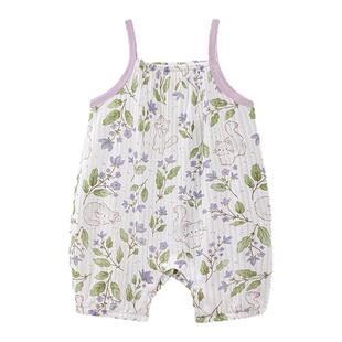 婴儿夏天衣服宝宝吊带连体衣夏季外出天竹棉薄款男女儿童夏天背心