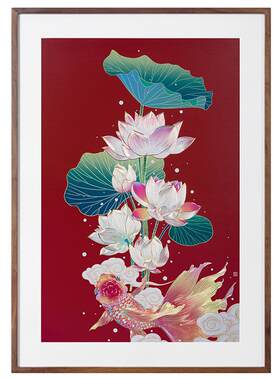 铜师傅《荷花金鱼》铜雕画