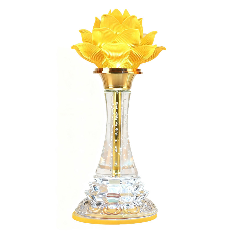 led插电水晶莲花灯七彩佛供灯