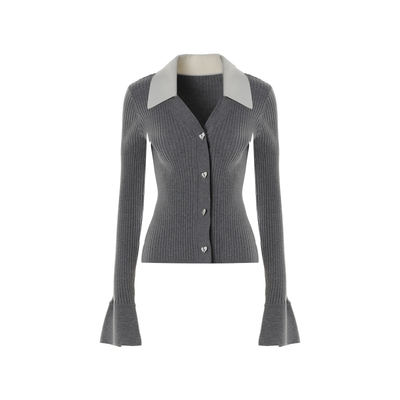 慵懒风半高领袖口开衩落肩镂空