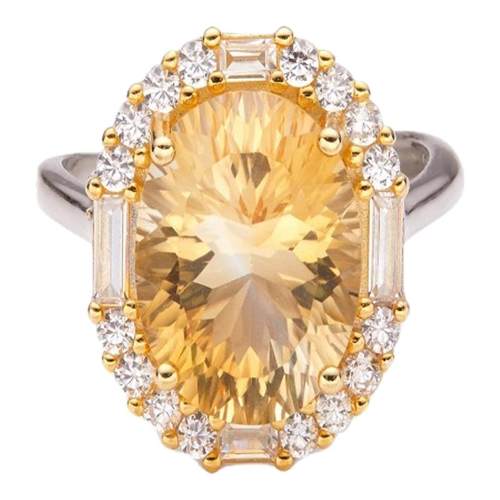 天然真黄水晶 S925纯银7克拉戒指女网红爆款不易掉色招财运旺事业