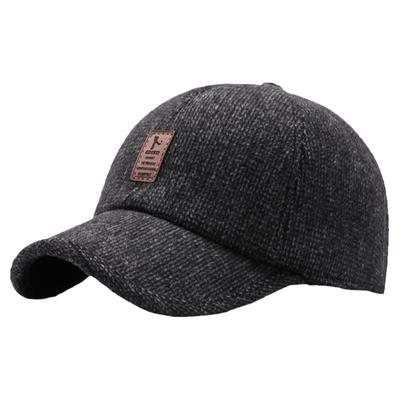 冠有福帽子男冬季护耳棒球帽加绒保暖棉帽毛呢牧马中老年人防寒帽