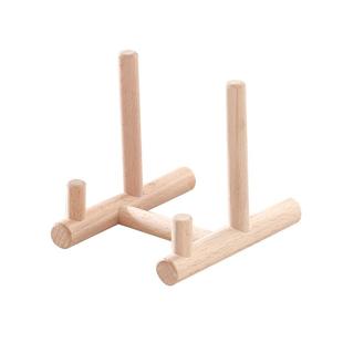 圆盘瓷盘子支架摆盘茶饼相框托架实木赏盘托盘架工艺品时钟展示架