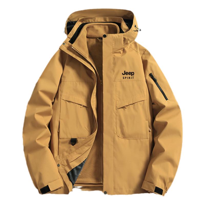 JEEP冲锋衣男款户外运动防风防水冬季加绒大码夹克登山服外套定制