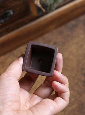 『拇指-飞流正方』暖暖精选 宜兴紫砂花盆 手工盆 迷你指尖花盆